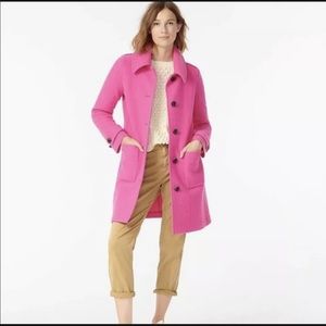 NWT J Crew Classic Lady Coat in Italian Wool Light Fuchsia.